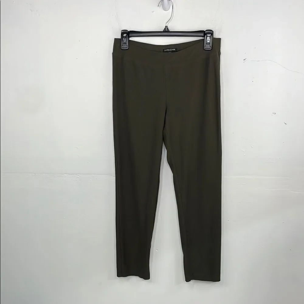 Eileen Fisher Green Pull On Slim Fit Pants size Small Petite
